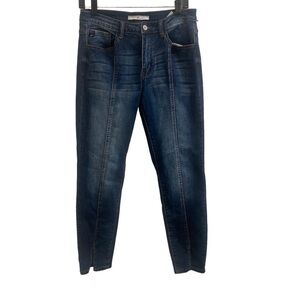 Kancan Blue Denim Seamed‎ Mid Rise Wash Straight Leg Jeans Sz 29